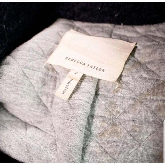 Rebecca Taylor Navy Oversized Textured Navy Boucle Pea Coat 2 - Picture 3 of 3